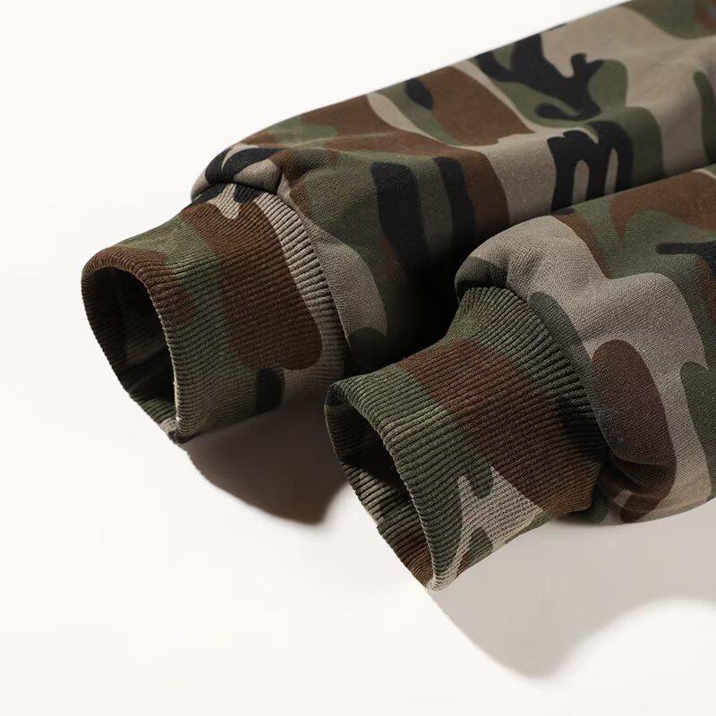 Ретро-толстовка с камуфляжным принтом в уличном стиле для мужчин и женщин - Модная унисекс куртка на молнии