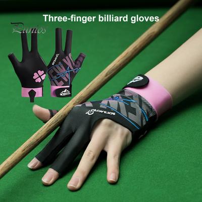 1 шт. бильярдные перчатки, эластичные, дышащие, противоскользящие, поглощающие пот, мужские и женские, для левой руки, кий для снукера, спортивные перчатки с 3 пальцами, аксессуары для бильярда