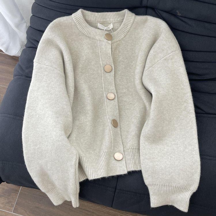 Повседневный вязаный кардиган свободного кроя в студенческом стиле