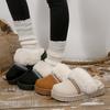 Внешнеторговые тапочки-мешки с хлопковой головой, женские, зима 2025, новые хлопковые туфли на плоской подошве, толстой подошве, плюшевые, теплые, пушистые тапочки