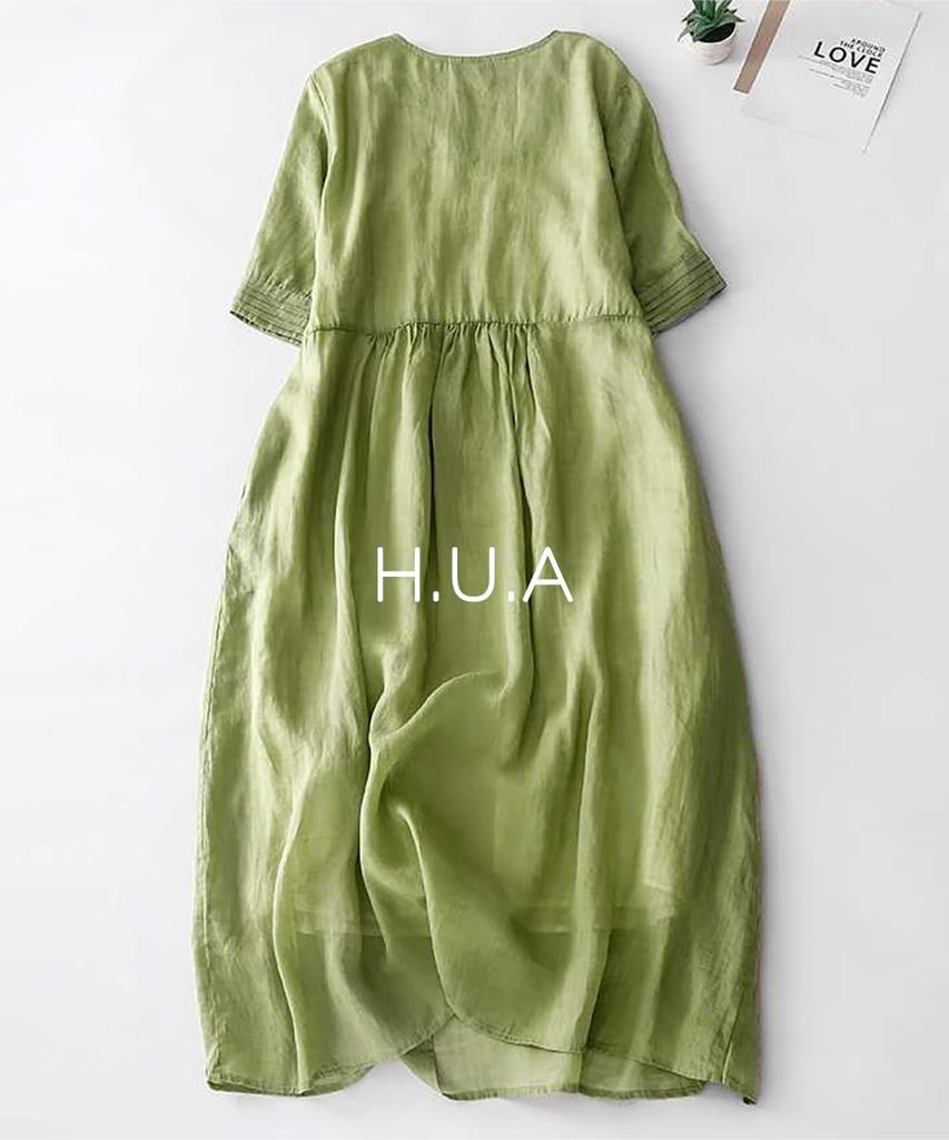 Макси Длинное Макси Плюс Расслабленное H.U.A Женское Платье, Платье, Размер, Посадка, V-образный вырез, Без рукавов, Курортное, Весна/Лето, TC/XL