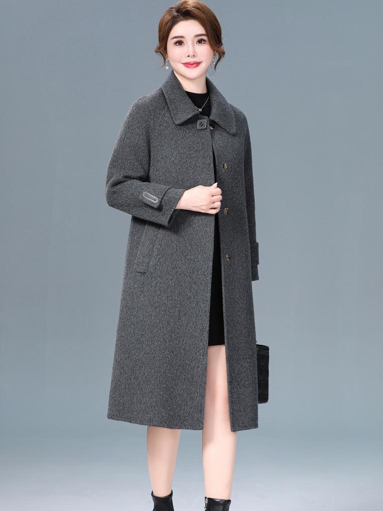 Женское кашемировое пальто средней длины - Двустороннее, Высококачественная модная верхняя одежда Осень/Зима 2025