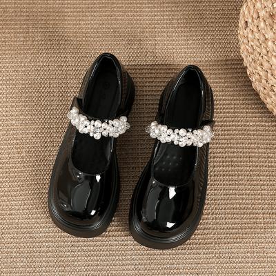 Маленькие кожаные туфли Lok Fu в стиле ретро со стразами. Женские туфли Мэри Джейн. Новые туфли Huizhou.