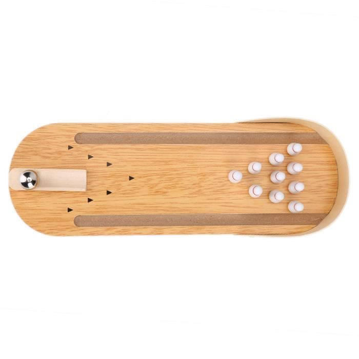 Jeu de société - Mini Jeu de Bowling en Bois - 295x100 mm - Pour enfants à partir de 3 ans - Intérieur