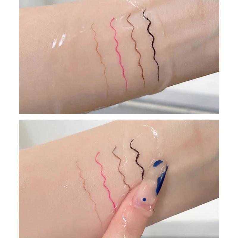 Small Silver Tube Eyeliner Black Dark Brown Berry Red Color Liquid Eyeliner Liquid Lying Silkworm Shadow Pen Suitable for Novice