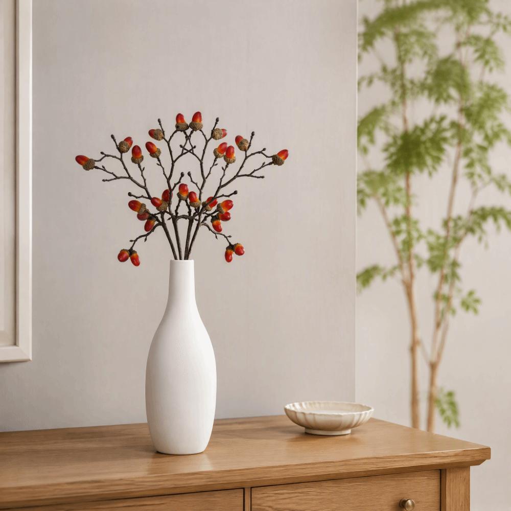 4pcs 13.4in Length Fake Acorn Decor Plastic Simulation Acorn Flower Table Scene Decor