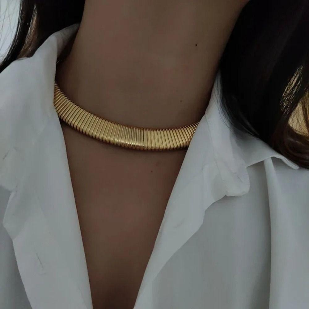 Metal Chain Snake Bone Chain Necklace Gold Exaggerated Collarbone Chain Women
