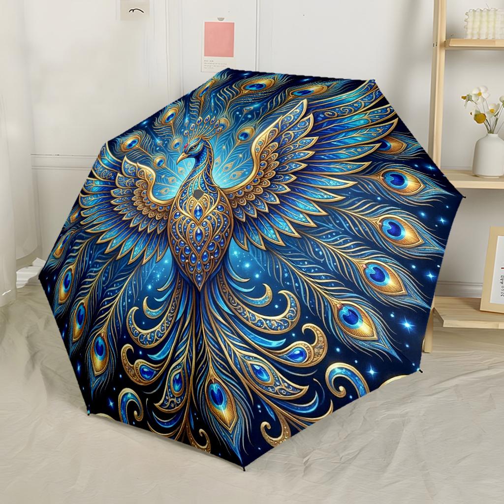 Автоматический складной зонт Phoenix Rising Artwork, компактный, для путешествий, с 8 спицами, прочный, пластик, железо, для любого сезона
