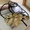 Elegant Zinc Zinc Alloy Flower Belt Vintage PU Leather Rope Belt Fashion Tulip Waist Chain  Pants