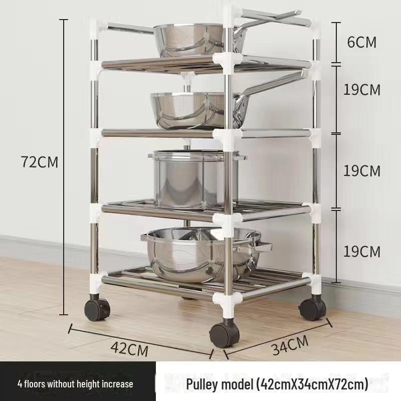 Многоуровневая напольная подставка для кастрюль и раковин из нержавеющей стали — простая установка