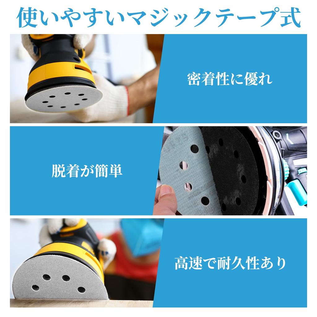 Atutomo 125mm White Sanding Discs with Velcro of Each and Sanding Discs for Electric Ideal for Metal DIY and Car Sandpaper, 100-Piece Set, Round,