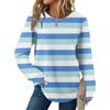 Women's Striped Print Round Neck Long Sleeve Loose Casual Top