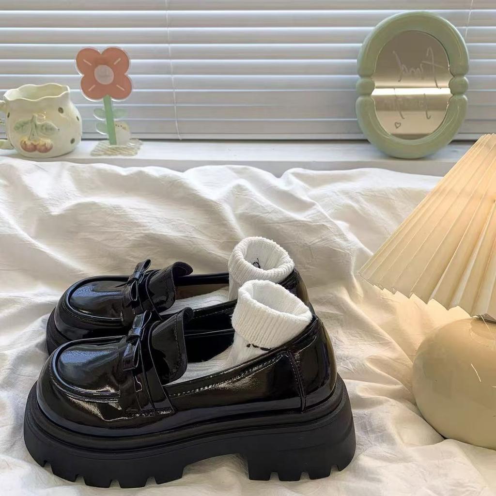 Black Retro British Thick Heel Loafer Shoes 2025 Autumn and Winter New Versatile Skirt Platform Small Leather Shoes Women