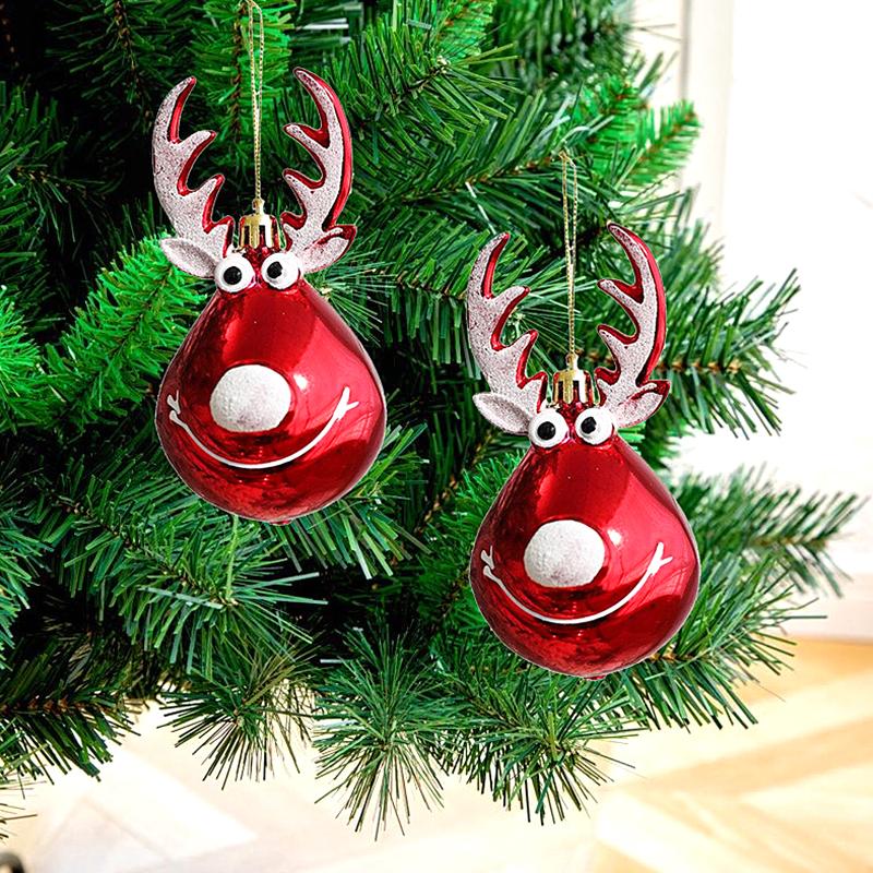 1Pce Antlers Ball Christmas Ball Christmas Tree Hanging Deer Christmas Ball Deer Pendant