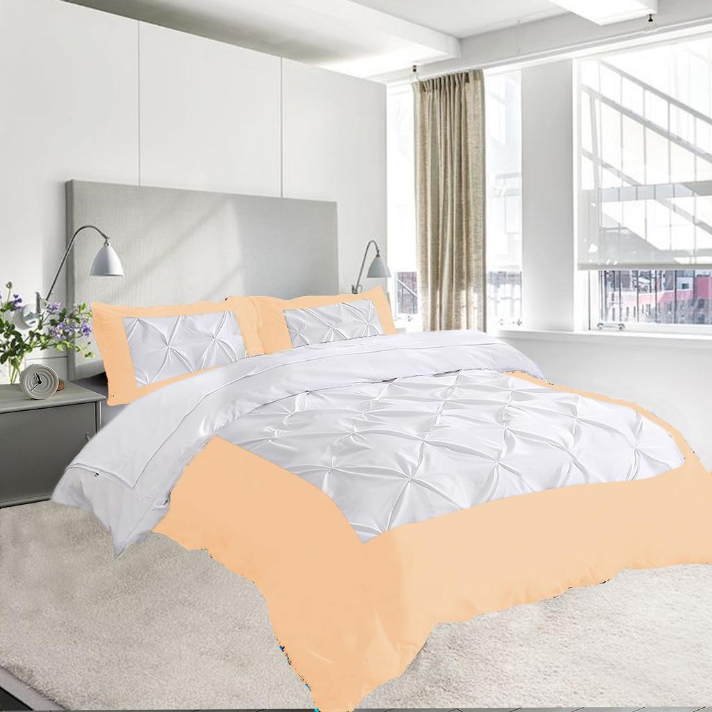 Dual Tone 600TC 3PC Duvet Cover Set 100% Egyptian Cotton - Dual Design, Multi Sizes & Colors (1 Duvet Cover & 2 Pillow Shams)