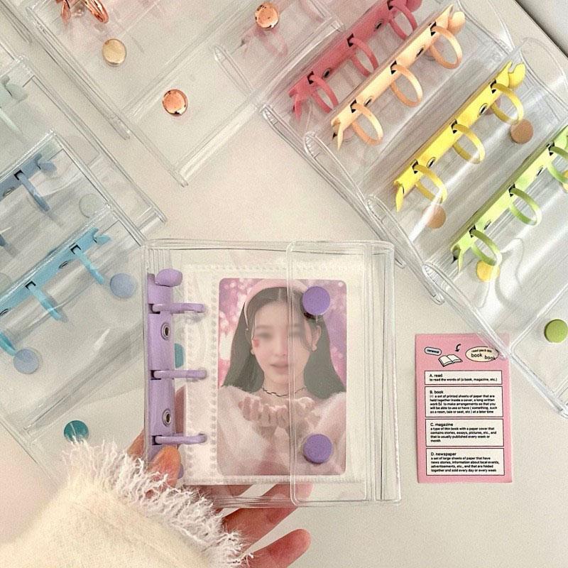 3-дюймовый прозрачный фотокарточный альбом-органайзер K-pop мини-фотоальбом держатель для фотокарточек айдолов книга-защитник для карточек айдолов на кольцах