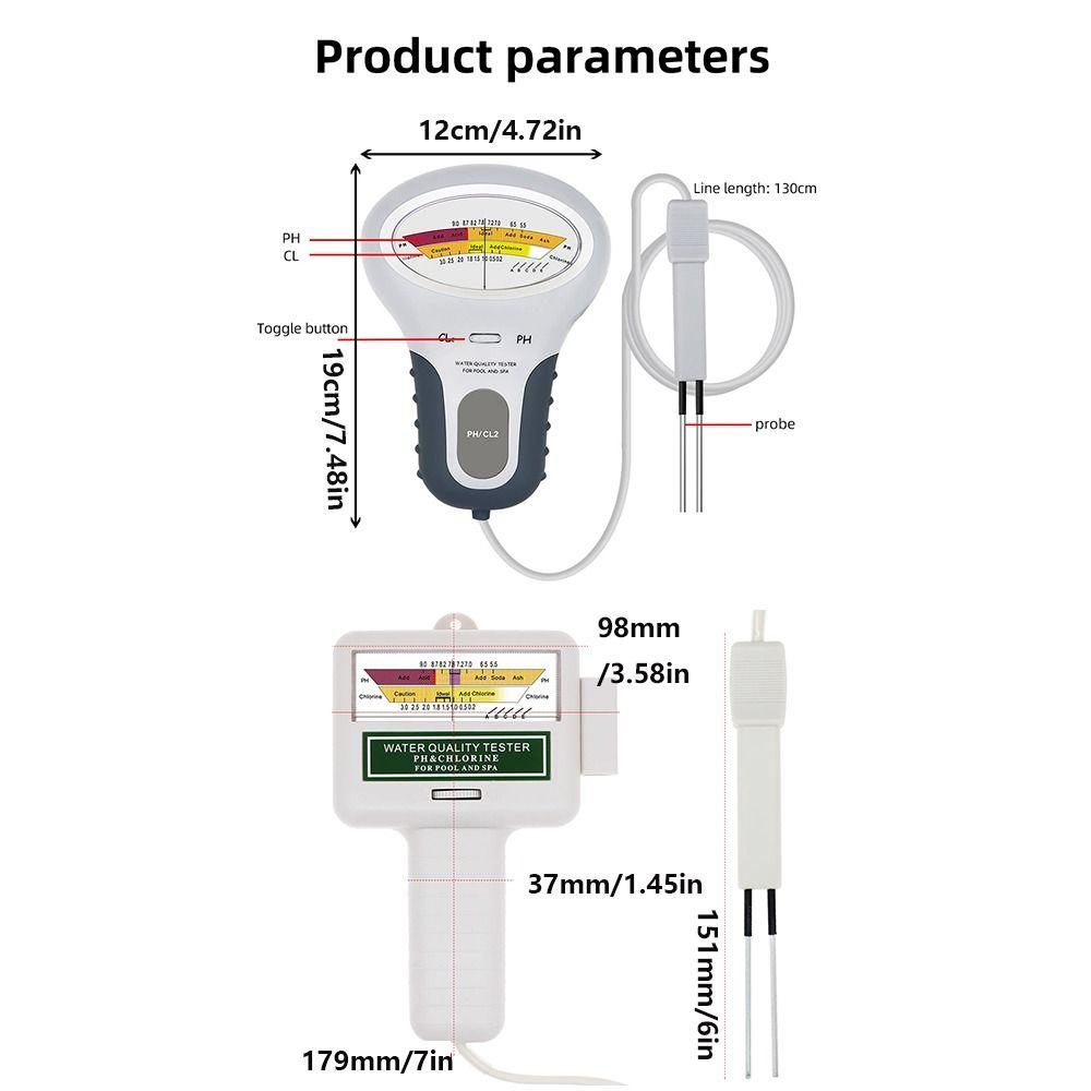 CL2 Измерение pH Измеритель хлора Тестер 2 в 1 Тестер качества воды Тестер pH для бассейна