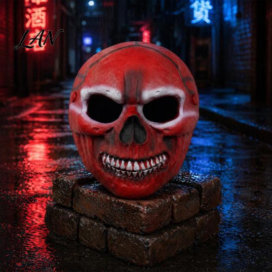 Elastic Halloween Face Mask Blood Skull Mask, Adjustable Strap Party Lightweight Spooky Headgear PU Foam Horror for Cosplay Decoration Full
