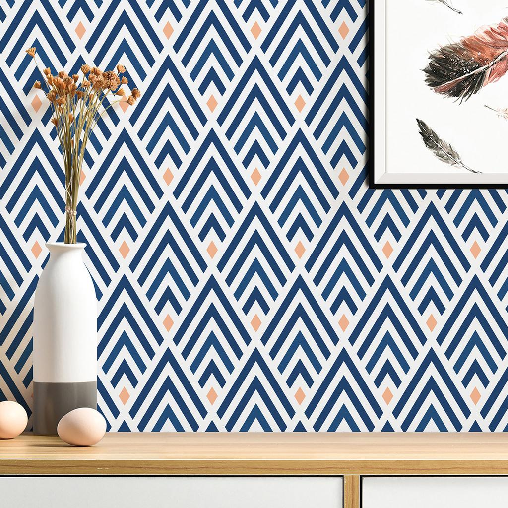 Blue Geometrical Lines Modern Wallpaper Personality Clothing Store Wall Home Renovation PVC Waterproof Thickened Self-Adhesive