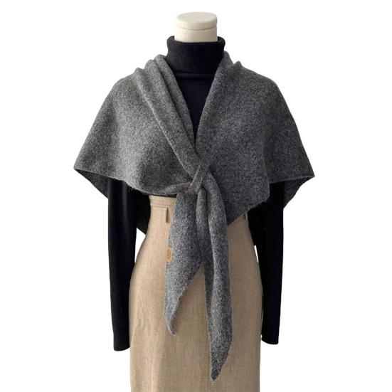 Women Knitted Shawl Scarf Solid Color Soft Warm Cardigan Cape Soft Texture Winter Shawl