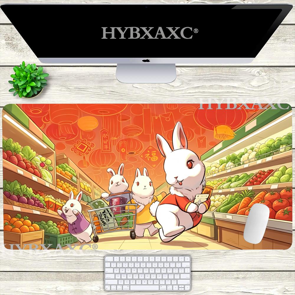 HYBXAXC Китайский Новый год Кролик Коврик для мыши Покупки Милый кролик Супермаркет Настольный коврик Расширенные игровые коврики для клавиатуры Коврик для мыши для геймера