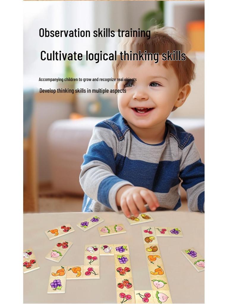 Набор домино-пазлов с животными и фруктами из 28 штук для детского сада