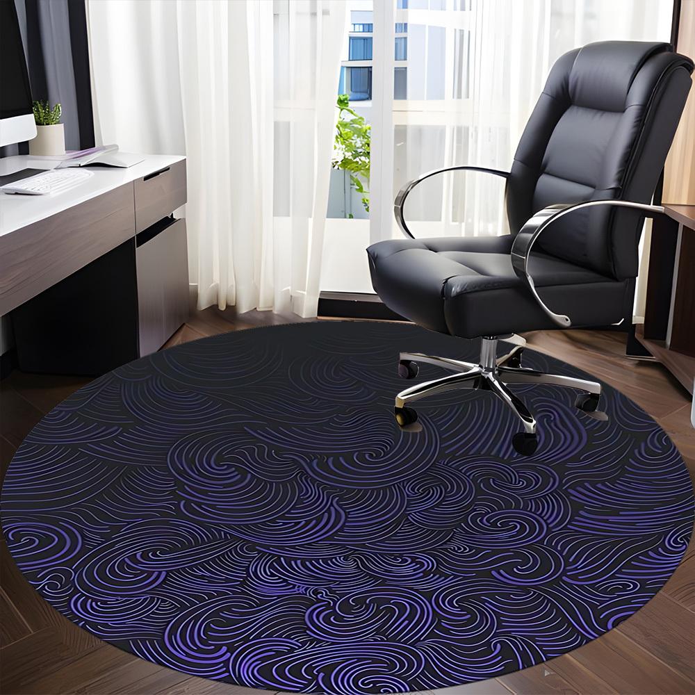 1pc Wave Swirls Office Round Area Rug, Mat Suitable For Office, Under Office Chairs Bedroom Living Room Home Decor, Room Deco