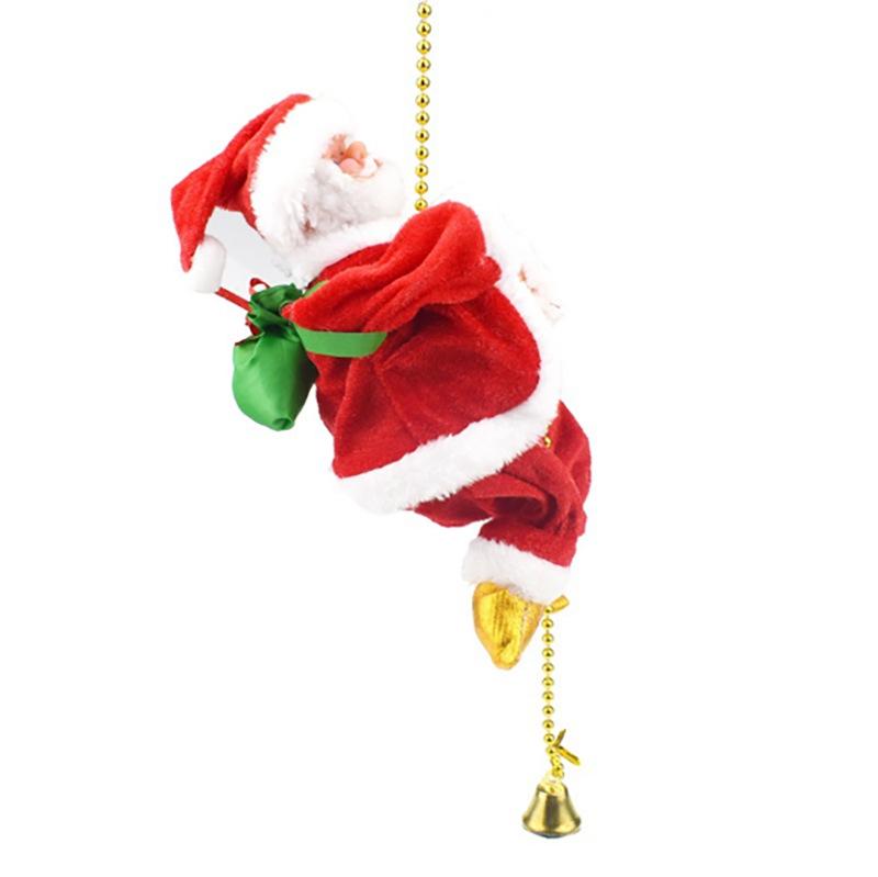 Santa Claus Climbing Chimney Electric Toy with Beads and Shaking Boot, Single/Double Ladder.
