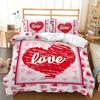 Love Heart Valentine's Day 3D Duvet Cover Bedding Set Comforter Linen Pillowcases Wedding Decor For Couples Twin King Queen