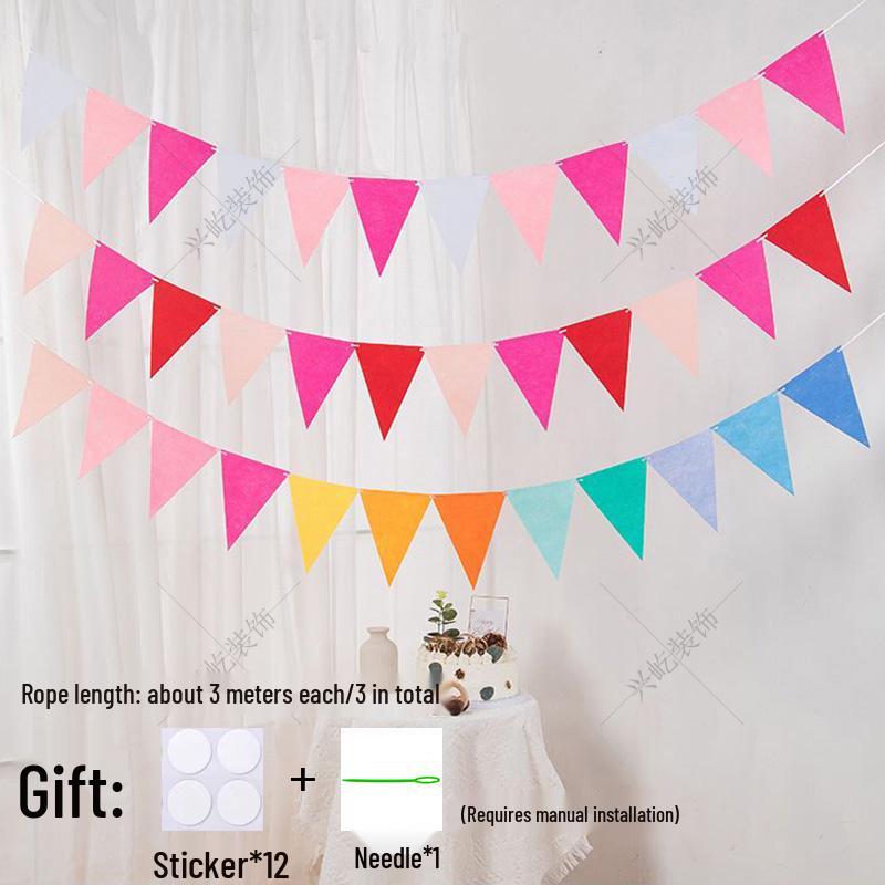 Yellow-Green Felt Pennant Bunting for Kids' Birthday or Kindergarten Decor