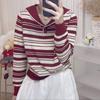 Women's Navy Collar Striped Sweater: New Autumn/Winter Fashion, Age-Reducing Long-Sleeve Pullover Knitwear.