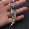 Norse Viking Wolf Teeth Odin Necklace for Men Stainless Steel Amulet Jewelry