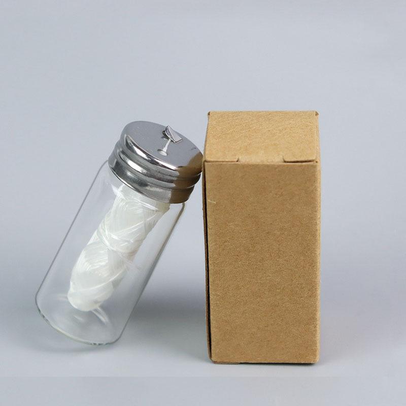30m Vegan Biodegradable Bamboo Charcoal Dental Floss with Refillable Glass Holder Mint Flavored Tiny Floss
