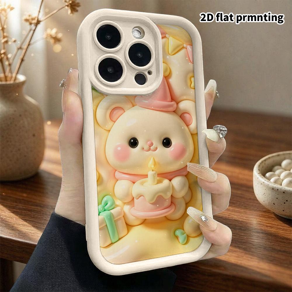 Чехол для телефона: 2D плоский дизайн, подходит для iPhone 18 17 16 15 14 13 Pro, плюшевый мишка на день рождения, идеальный подарок на Рождество и Хэллоуин