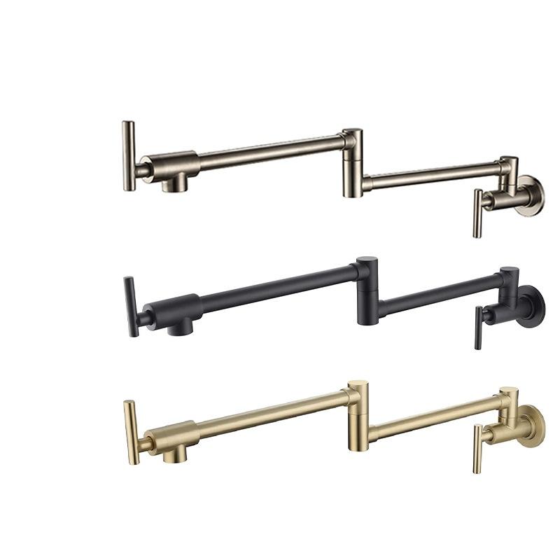 Foldable Kitchen Faucet Brushed Gold Pot Filler Tap Wall Mounted Single Cold Gray Tap Rotation Foldable Spout Sink Faucets