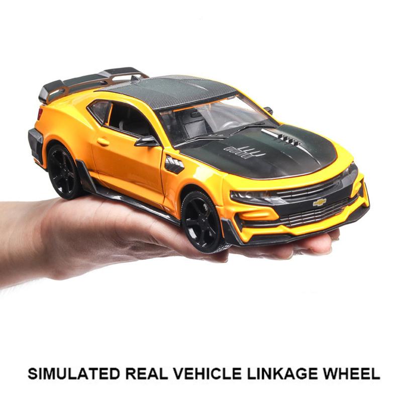 Масштаб 1/24 Camaro, литая под давлением модель автомобиля, игрушечный автомобиль с откатным механизмом, звуком и светом для детей, коллекция подарков для мальчиков и девочек