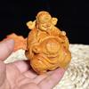 Статуэтка Будды Деревянная Статуэтка Бога Богатства Украшения для Центральной Консоли Автомобиля Настольные Аксессуары для Офиса Декор Гостиной Дом