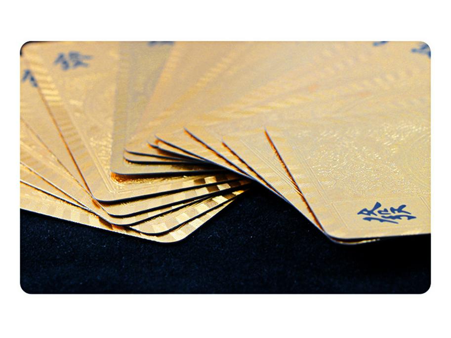 Gold Edition: Portable Mahjong Set with Plastic Tiles & Waterproof Poker Cards