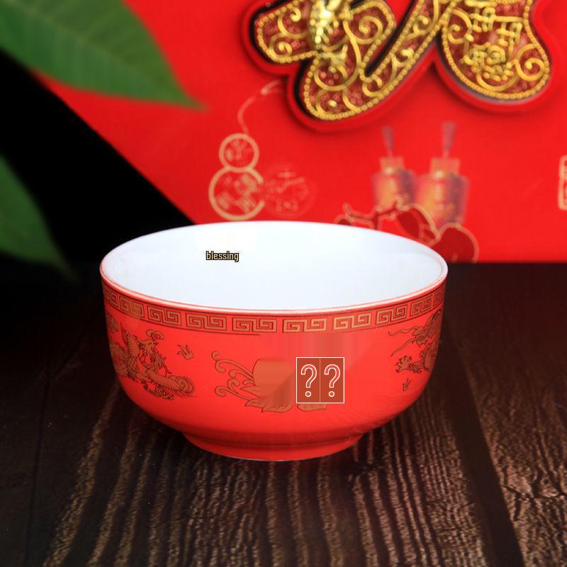 Centenarian Celebration Ceramic Gift Set: Chinese Style Longevity Bowl for Birthday Blessings