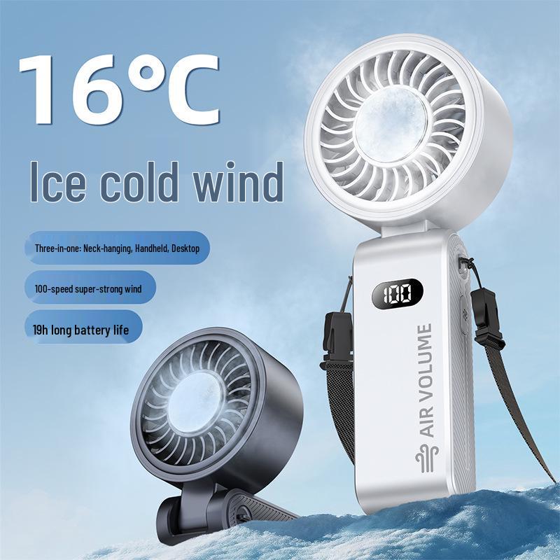 Genuine Handheld Semiconductor Cooling Fan with Ice Pack for Home, Office, and Outdoor Use - Foldable Design
