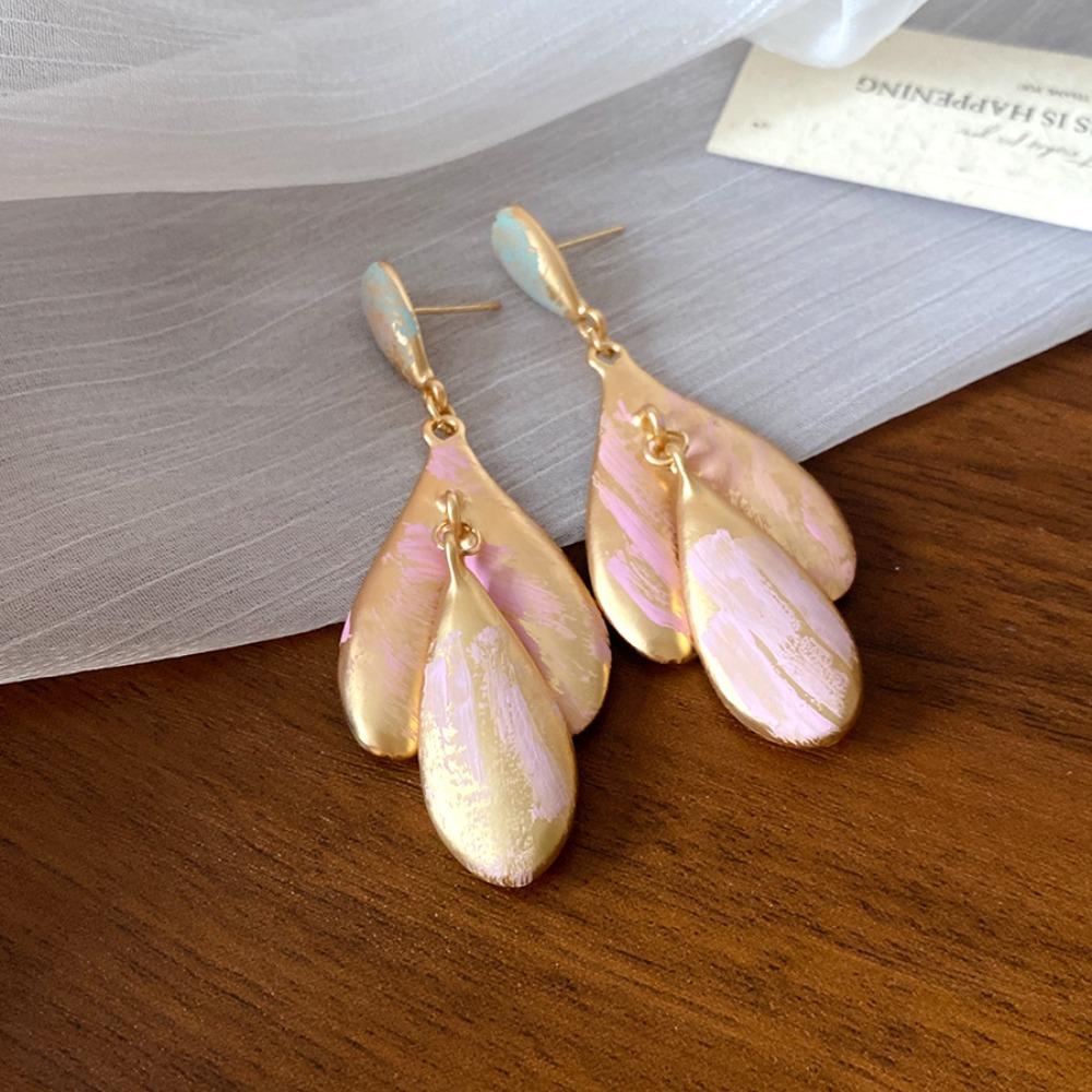 Exquisite Oil Drop Flower Ear Studs Baroque Korean Style Earrings Enamel Flower Earrings Girls