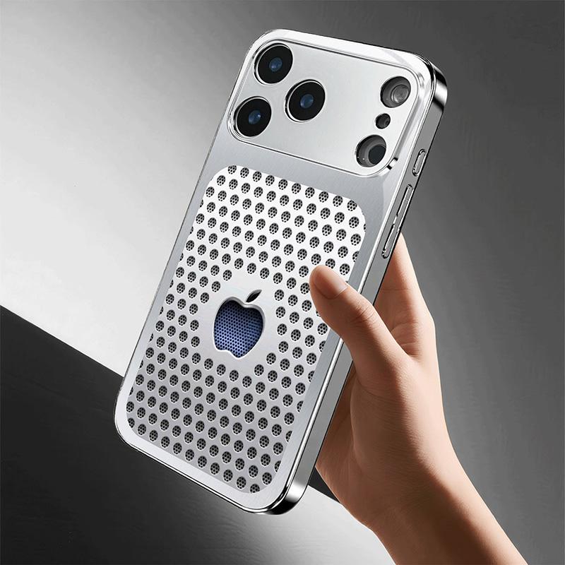 Металлический Чехол для Телефона с Узором из Круглых Отверстий, Закаленное Стекло, Гальванизированный Чехол для iPhone 17 Pro Max 11 12 13 14 15 16 Plus 16E 17Air