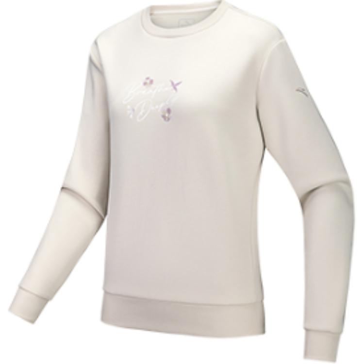 Anta Comfortable Letter Versatile Pullover Sweatshirt Women Tops Triumphant-Gray 162517718S-8