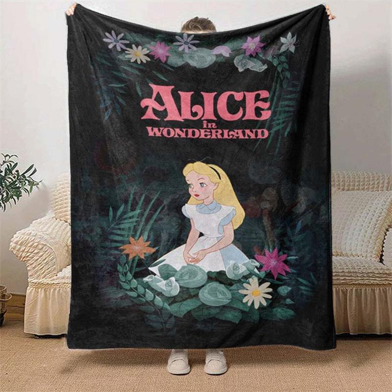 1pc Alice in Wonerlan Printing Blanket - Soft, All-Season Throw for Living Room, Beroom,Personalize Gift with Aorable Cartoon esign