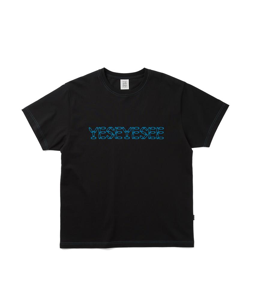 YESEYESEE Contrast Stitch Chain Logo Tee Black