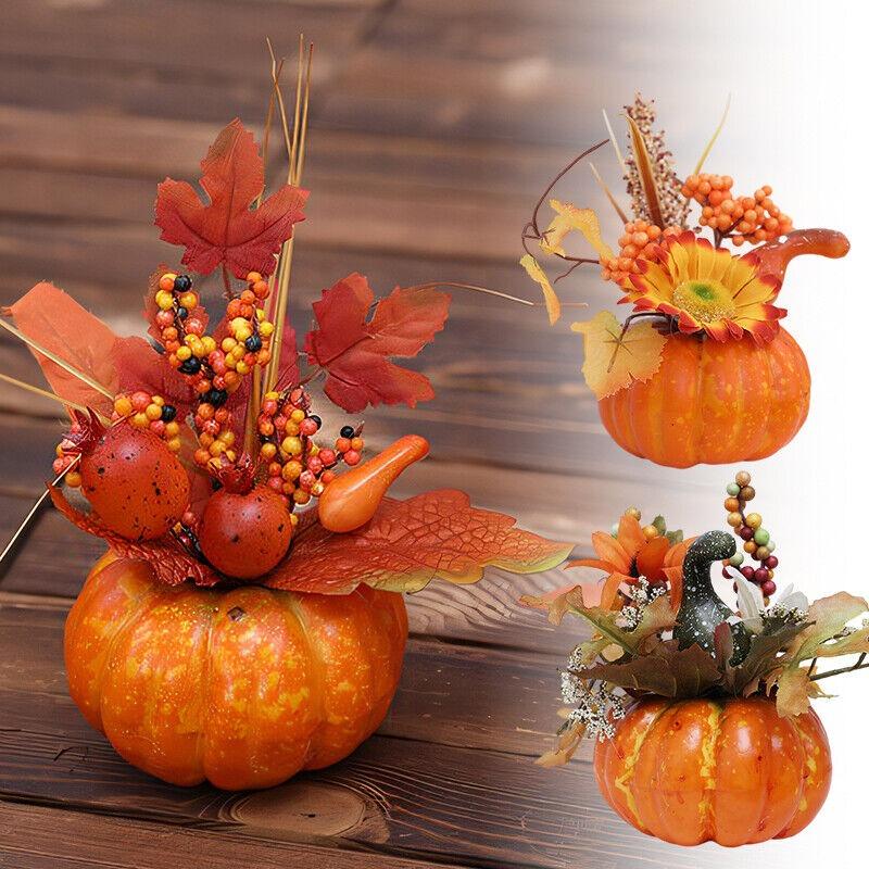 Halloween Foam Fake Pumpkins Maple Leaf Autumn Home Table Decoration Halloween Party Decor