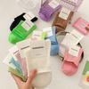 5 Pairs of Cute Candy Colored Rolled Up Mid Top Socks for Women In Summer