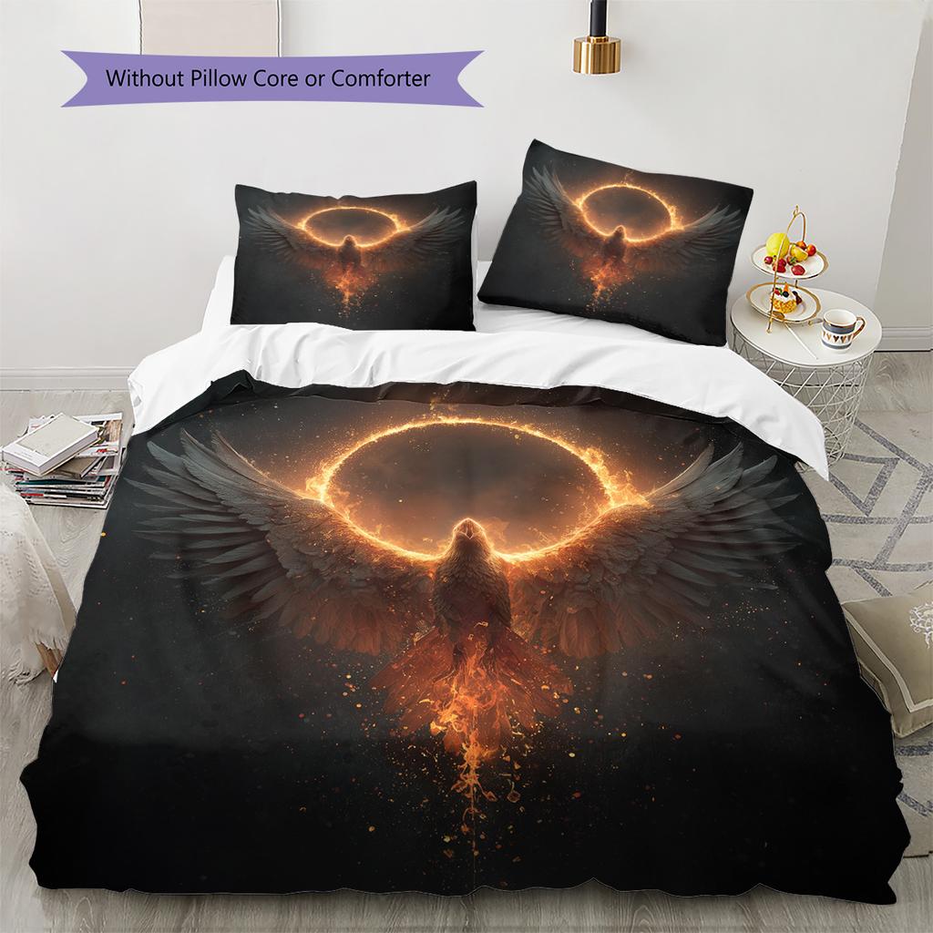 Flame Phoenix Pattern Bedding Quilt Set Quilt Cover Pillowcase Home Decoration Gift (1 * duvet cover + 2 * pillowcase, without core)