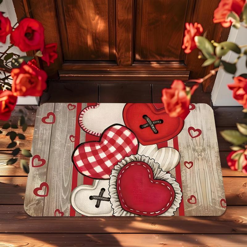 VIKAMA Valentine's Day Entrance Welcome Doormat Heart-Shaped Romantic Room Decoration Soft Comfortable Kitchen Bedroom Rug
