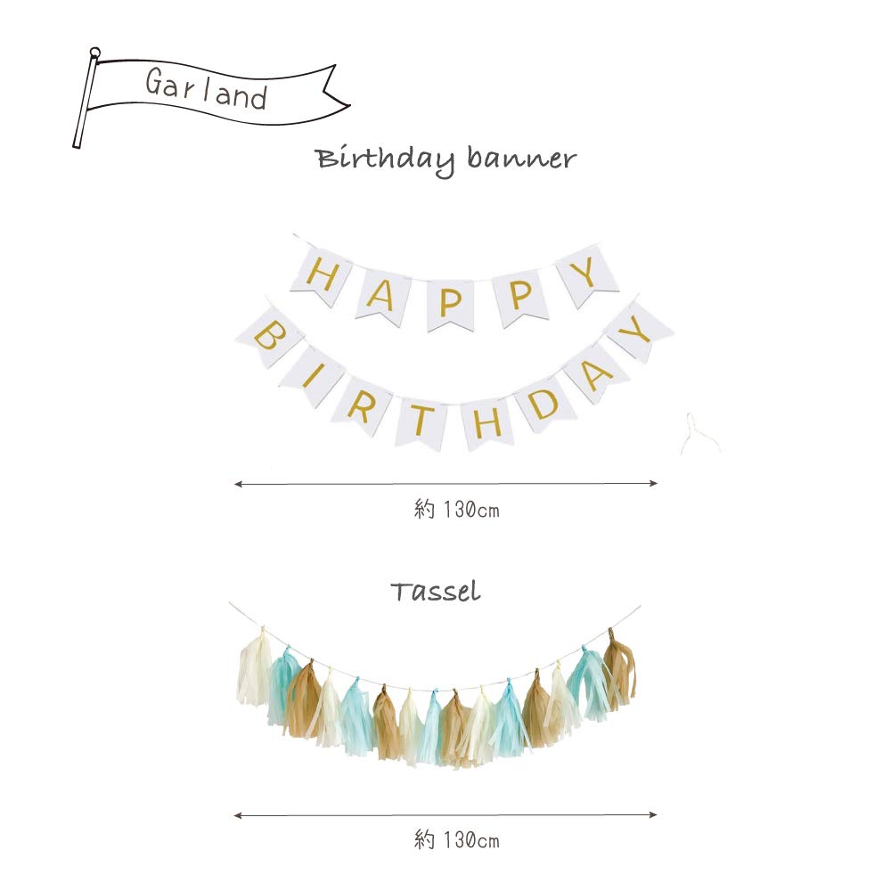 Hanamei Birthday Decoration Decoration Birthday Decoration Set First Birthday 1 Year Old Boys Girls Pa015 Year No.2 (1 Old, Blue)